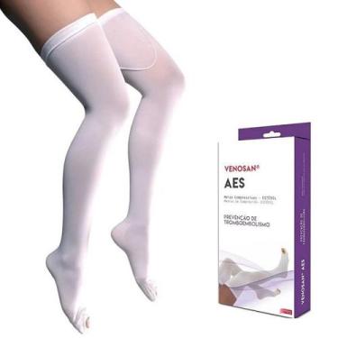Imagem de Meia 7/8 Antitrombo Venosan AES AGH 18MMHG PE Aberto, Branco, M