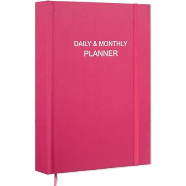 Imagem de Agenda diária e mensal para 2024 ou a qualquer momento – Agenda diária sem data, duas páginas por dia, agenda mensal semanal com horários por hora, organizador perfeito para sua vida, 14 cm x 21 cm,