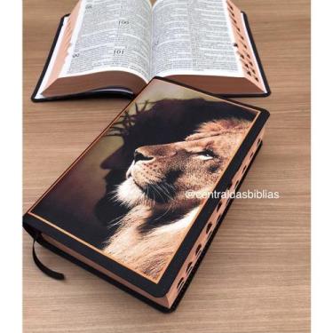 Imagem de Biblia ARC Leão reflexo  Letras Grandes Evangélica Com Harpa E Corinho