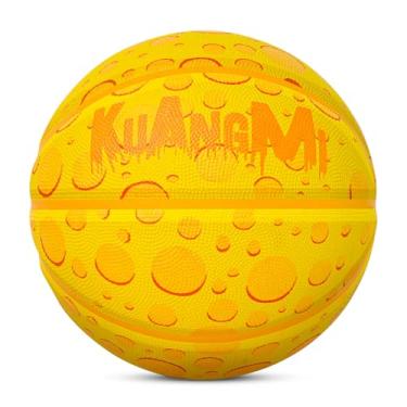 Imagem de Kuangmi Bola de basquete extravagante, tamanho 7 (75 cm), bola de rua de borracha, feita para jogos de basquete internos e externos (queijo)