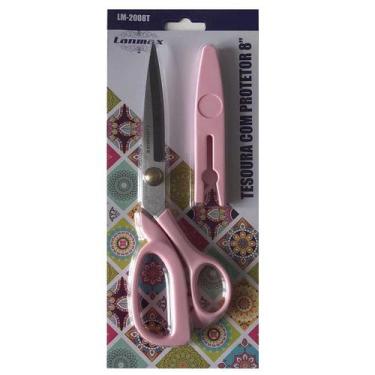 Imagem de Tesoura Multiuso Com Protetor 8 Lanmax, ROSA