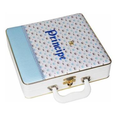 Imagem de Álbum De Fotos Maleta Com Alça Luxo Príncipe Coroas Azul 120 Fotos 15x