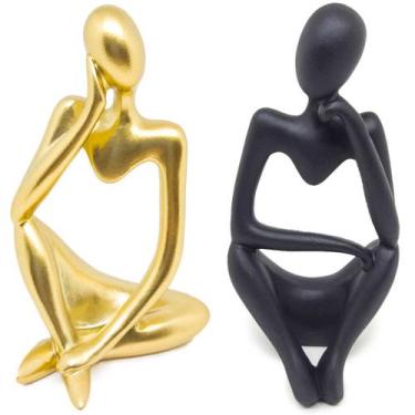 Imagem de Kit 2 Estátua Decorativa Figura Pensador Enfeite Mesa Sala Escultura M