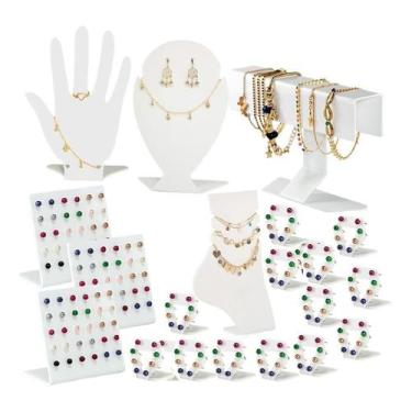 Imagem de Expositores Colar Brinco Anel Pulseira Joias Biju Kit 20pç - Acrilikus