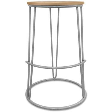 Imagem de Banco Banqueta Média Industrial Dinamarca Em Aço Balcão Bar Cozinha Pr