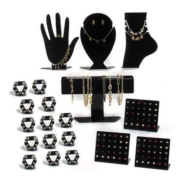 Imagem de Expositores Colar Brinco Anel Pulseira Joias Biju Kit 20pç - Acrilikus