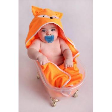 Imagem de Toalha Felpuda Infantil com Capuz Bordada de Bichinho 70x70cm Menina e