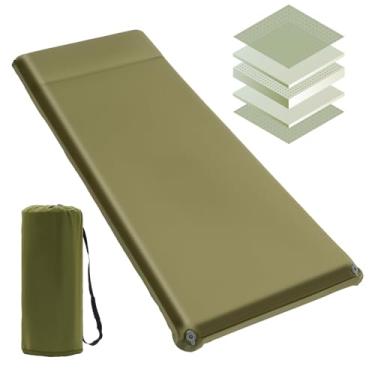 Imagem de Almofada de dormir autoinsuflável – espuma viscoelástica ultra-grossa, inflação dos anos 20, isolada, tapete de colchão de ar portátil com travesseiro para acampamento, mochila, viagem, barraca, chão