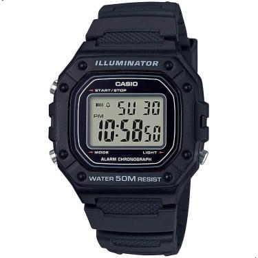 Imagem de Relógio de Pulso Masculino Casio Digital Preto Prova D'Água W-218H-1AVDF