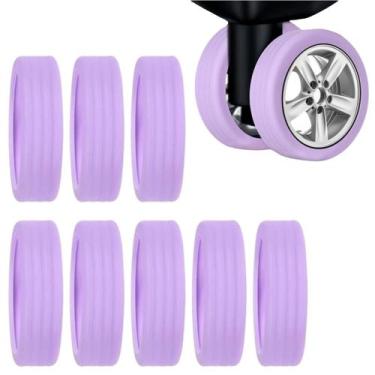 Imagem de Kit Com 08 Unidades Protetor Silicone Para Rodas Mala Bagagem - Protet