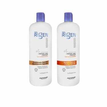 Imagem de Kit Shampoo e Condicionador Reparador Alfaparf  Real Rigen 1 Litro - A