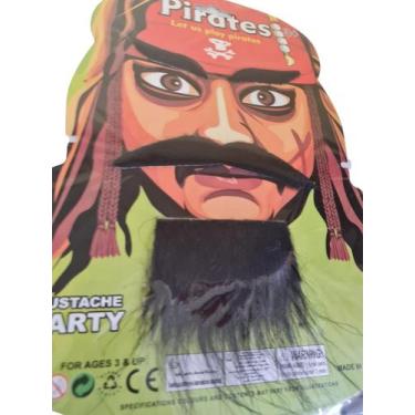 Imagem de Fantasia barba e bigode falso preta estilo pirata - IndiaChina
