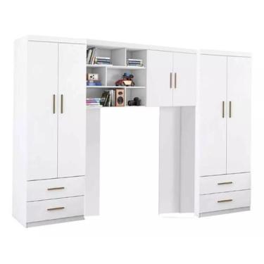 Imagem de Quarto Juvenil Guarda-roupa Com modulo Armario Aereo Branco - Phoenix 