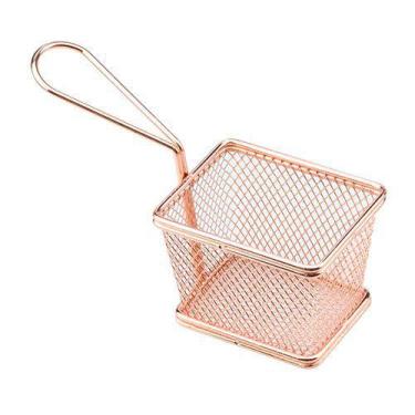 Imagem de Mini Cesta Retangular para Alimentos Aço Inox Rosê 10 x 8 x 7,5cm - Dy