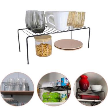 Imagem de Kit 3 Organizadores Grandes Aramado Armário Cozinha Aço 42cm Preto - P