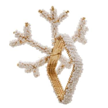 Imagem de Cj.4 Aneis Porta Guardanapo Metal Quadrado Branco 8x6cm - Rojemac