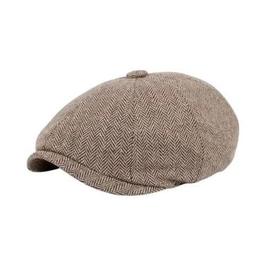 Imagem de Boné Masculino Retrô - Estilo Espinha de Peixe - Boina para Outono/Inv