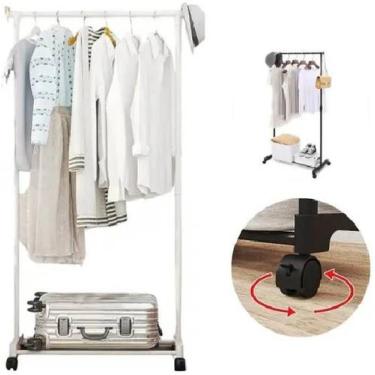 Imagem de Arara de Roupas Cabideiro com Prateleira e Rodas 130x60x35cm - Top Rio