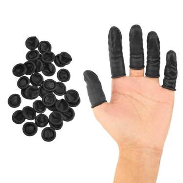 Imagem de Kit 25 Dedeira Látex Preta Manicure Cozinha Multiuso Luva de Dedo Desc