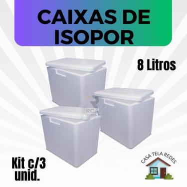 Imagem de 3 Caixas de Isopor EPS 8 litros para Gelo, latas, Bolos de potes, salg