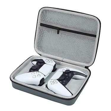 Imagem de Bolsa Dupla Compatível Com Controles PS5 PS4 Nintendo Switch Pro XBox Cinza Com Alça de Mão em EVA Rígido Proteção Transporte Viagem