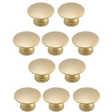 Imagem de Kit 10 Puxador Ponto 31mm Dourado Escovado Para Gaveta - RENNA