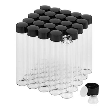 Imagem de Cadbibe Frascos de vidro transparente de 30 ml com tampas de rosca e rolhas de plástico, frasco pequeno de amostra líquida, tubos de ensaio, frasco à prova de vazamentos, 25 unidades