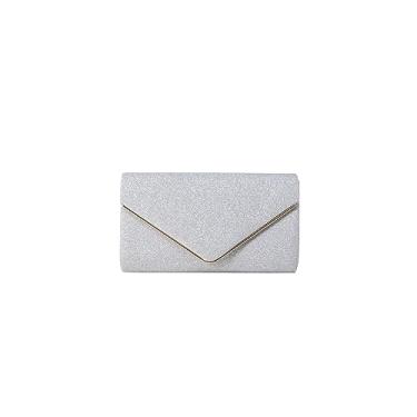 Imagem de CORIOS Bolsa feminina envelope clutch com lantejoulas para noite bolsa de casamento com glitter brilhante bolsa de ombro elegante, Prata, Small