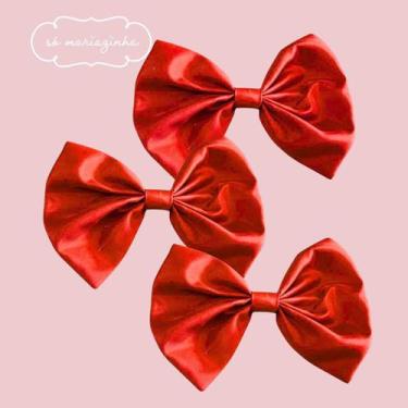 Imagem de kit Laço Decorativo de Cabelo Com 3 unidades: Vermelho - Só Mariazinha