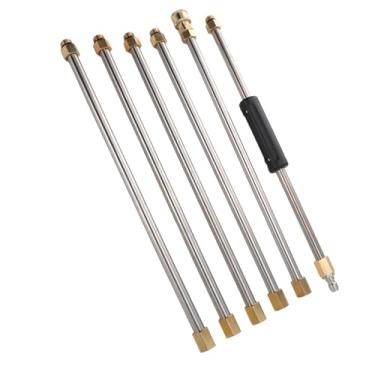 Imagem de Haste de Varinha de Extensão de Arruela de Pressão de 90 Polegadas, Lavadora de Energia Com Conexão Rápida de 1/4 de Polegada, para Telhado, 6pcs Com Aço Inoxidável e Construção