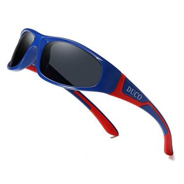 Imagem de Óculos de sol polarizados estilo esportivo infantil Duco com moldura flexível de borracha para meninos e meninas, K001 Blue Red for Age 3-10, One Size
