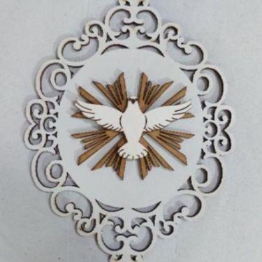 Imagem de Divino Espirito Santo Placa Arabesco Esplendor Pomba 18x13 Batizado - 