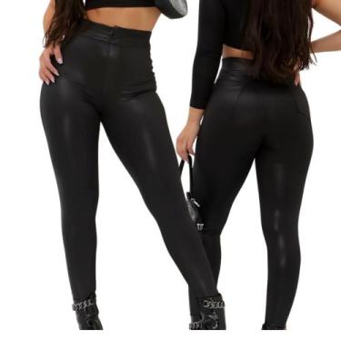 Imagem de Calça Cirre Disco Cintura Alta Hot Pant material sintético com Bolso -