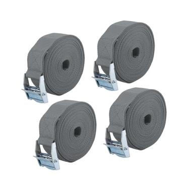 Imagem de REPAIROCK 4 peças de alças de amarração de carga de 2,5 cm x 30 cm tiras de amarração de carga pesada alça de bagagem de viagem ajustável com fivela de trava de came para carro caminhão cinza peças de