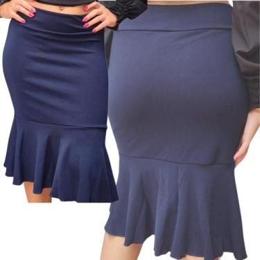 Imagem de Saia Midi Lisa Tubinho Babado congresso Festas Oferta Barato  - Univer