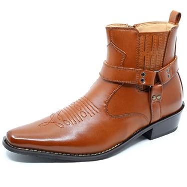 Imagem de Metrocharm Diego-02 Bota masculina de caubói com alça de cinto, Marrom, 10