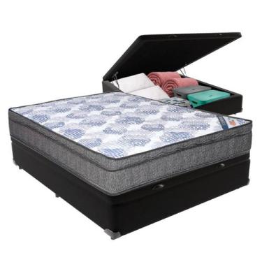 Imagem de Cama Box Baú Viúvo Preto + Colchão ISO Superpocket Molas Superpocket O