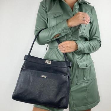 Imagem de Bolsa recuo em couro legítimo b.990, Azul marinho