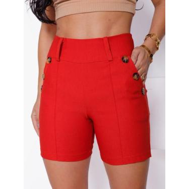 Imagem de Bermuda feminina com botoes laterais e cintura  alta - LENIS SOUZA, Te