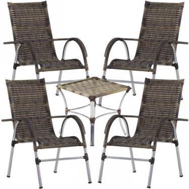 Imagem de 4 Cadeiras Vênus e Mesa Garden Área Externa Trama