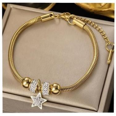 Imagem de Pulseira Bracelete Estrela Feminino Banhado a Ouro 18k - Tojoia18K