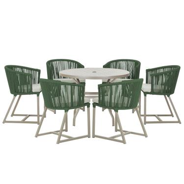 Imagem de Mesa com 6 Cadeiras de Jantar Roma 120cm e Noronha em Alumínio