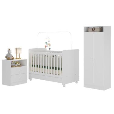 Imagem de Quarto Infantil Completo Com Colchão Incluso Ariel Branco