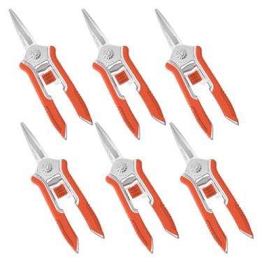 Imagem de FLORA GUARD Tesoura floral de 16,5 cm, liga de zinco com cabo de borracha, lâmina dentada para corte rápido, adequada para colocação de flores, poda de plantas, colheita de rosas ou frutas (6 peças)