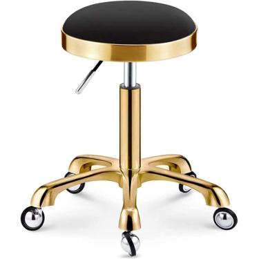 Imagem de Talídios redondos redondo bancos rolantes cadeira rolante escritório de salão de tatuagem de cozinha trabalho altura de altura de altura giratória para massagem em salão de massagem, preto,