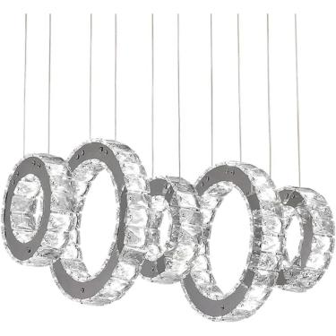 Imagem de Chandeleiro Pingente de teto Lights Gold Ferroom Led Room Lustelier | Lustre de cristal redondo | Lustre de ferro | Luz branca | luminárias de iluminação infinitamente diminuídas