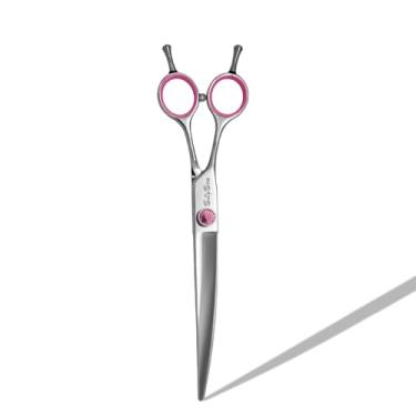 Imagem de SnipStar 7 polegadas tesoura de cão de estimação VG10 alta gama esquerda tesoura de cuidado 30 graus tesoura curva, rosa