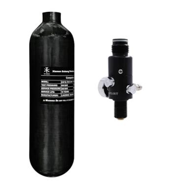 Imagem de TUXING Tanque de ar de fibra de carbono 4500Psi 1,1L 67Cu em garrafa HPA 1100cc Pcp, cilindro de gás, caça de paintball para pistola de rifle de ar PCP Daystate e rosca FX M18 * 1,5 (pressão de saída