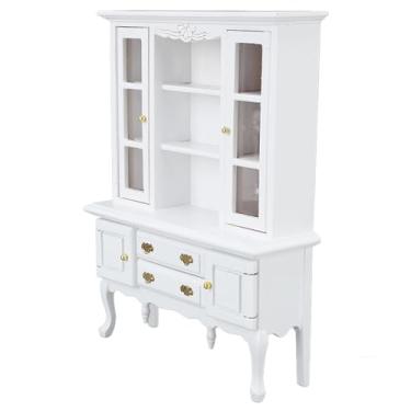 Imagem de Generic Dollouse Bookshelf Cupboard Portas Openable Trabalho Fino Realista 1/12 Gabinete Em Miniatura Em Escala Feito à Mão (Branco)