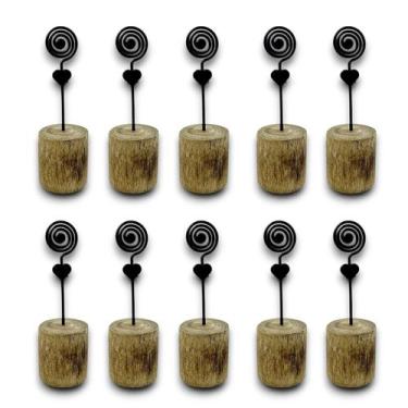 Imagem de Kit 10 Mini Porta Retrato Foto Redondo Madeira Lembrancinha - Luggari,